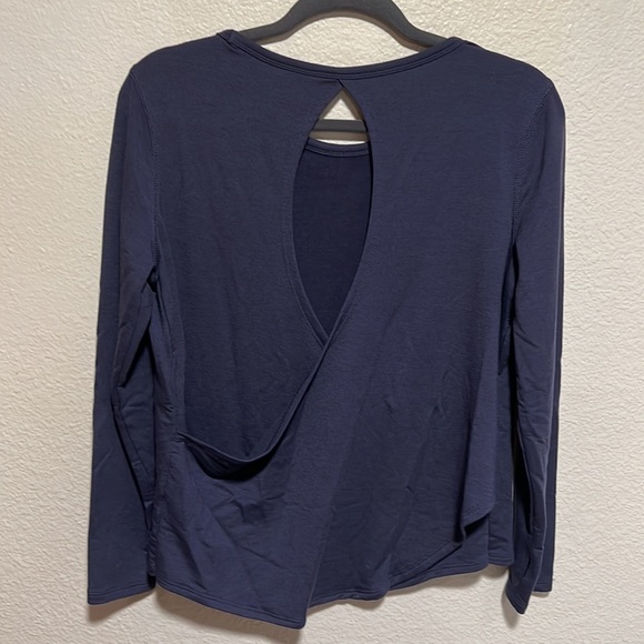 Old Navy Active Navy Blue Long Sleeve Open Back Thumb Holes Top Sweatshirt PS - Picture 3 of 7
